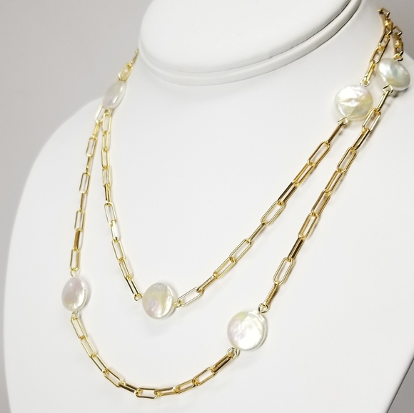 Natural Pearls Paper Clip Mask Holder Necklace NEW - Picture 4 of 10